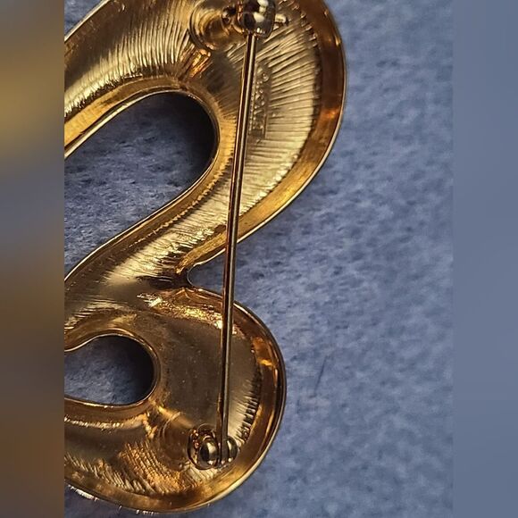 Vintage Signed Monet Gold Tone Abstract Heart Brooch Pin J1-38 - Picture 4 of 4